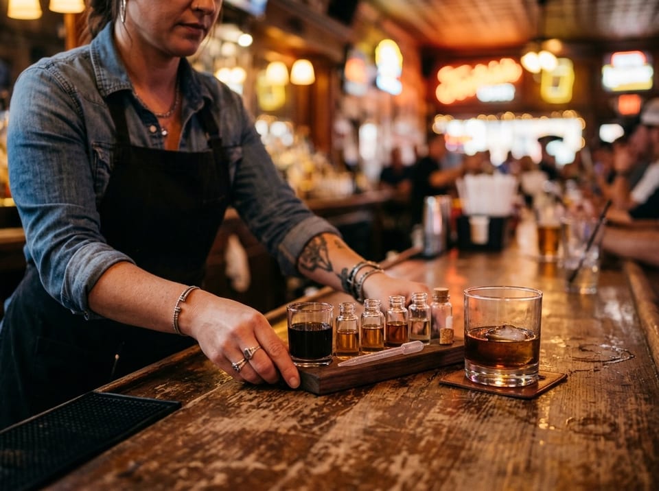 Drink covers and Safe Bar training in action along a busy Nashville Broadway bar strip at golden hour